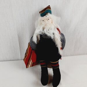 Primitive Rustic Santa St Nicholas 16" on Wooden Stump Americana Wood Cabin